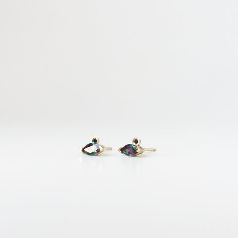 Mystic Topaz & Black Diamond Deco Studs