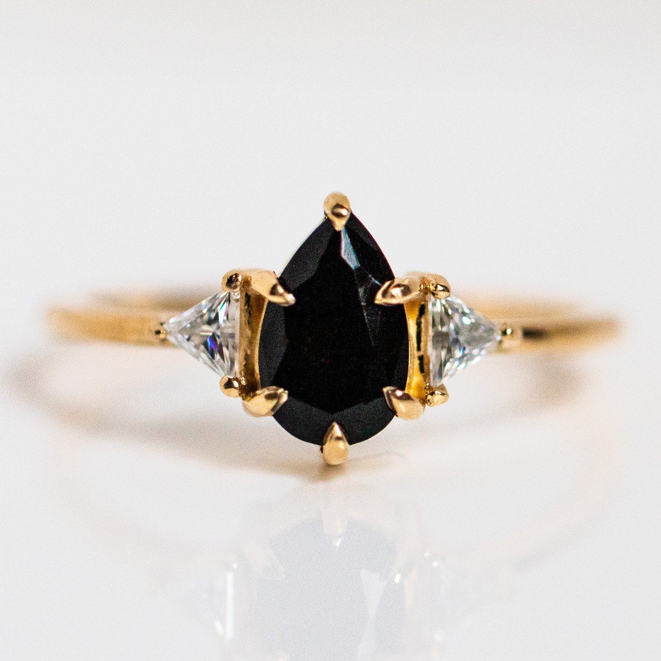 Alexis Ring with Black Onyx and Moissanite