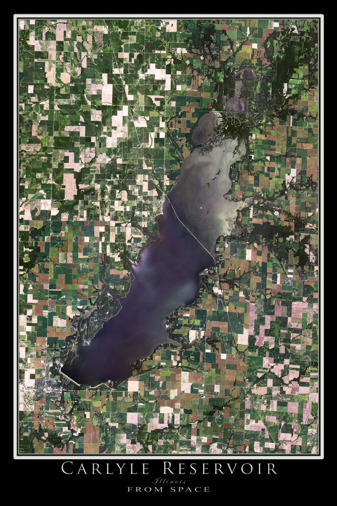 The Lake Carlyle Illinois Satellite Poster Map