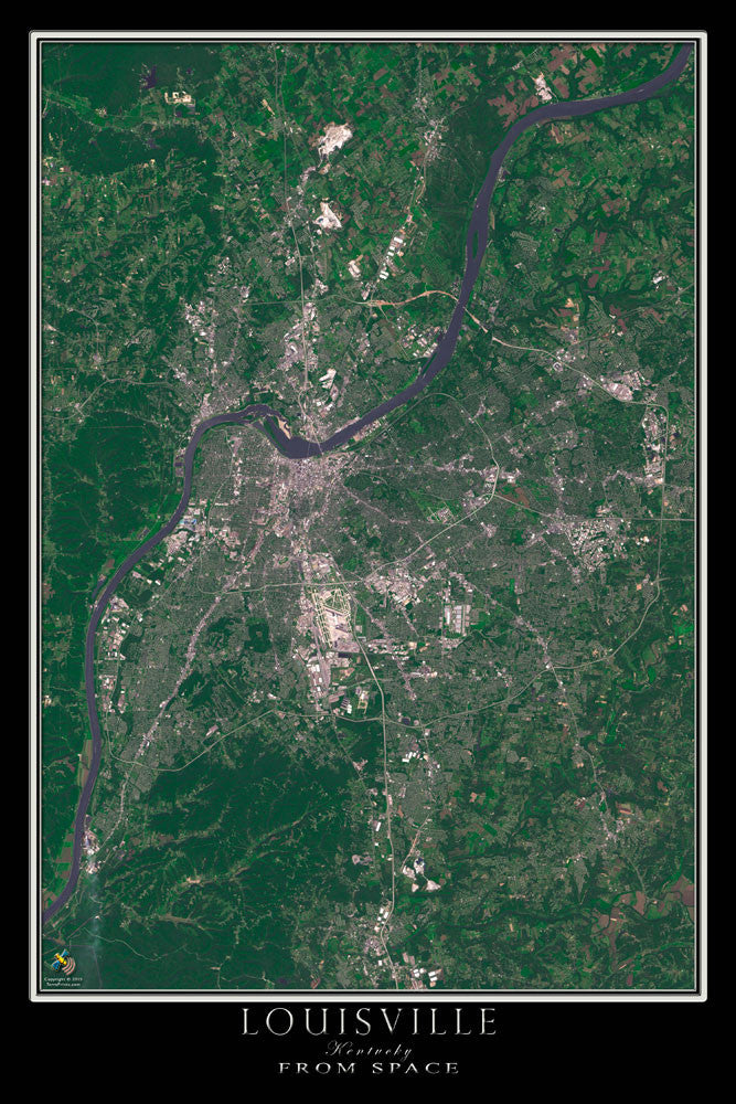 Satellite Map Of Kentucky The Louisville Kentucky Satellite Poster Map – Terraprints.com