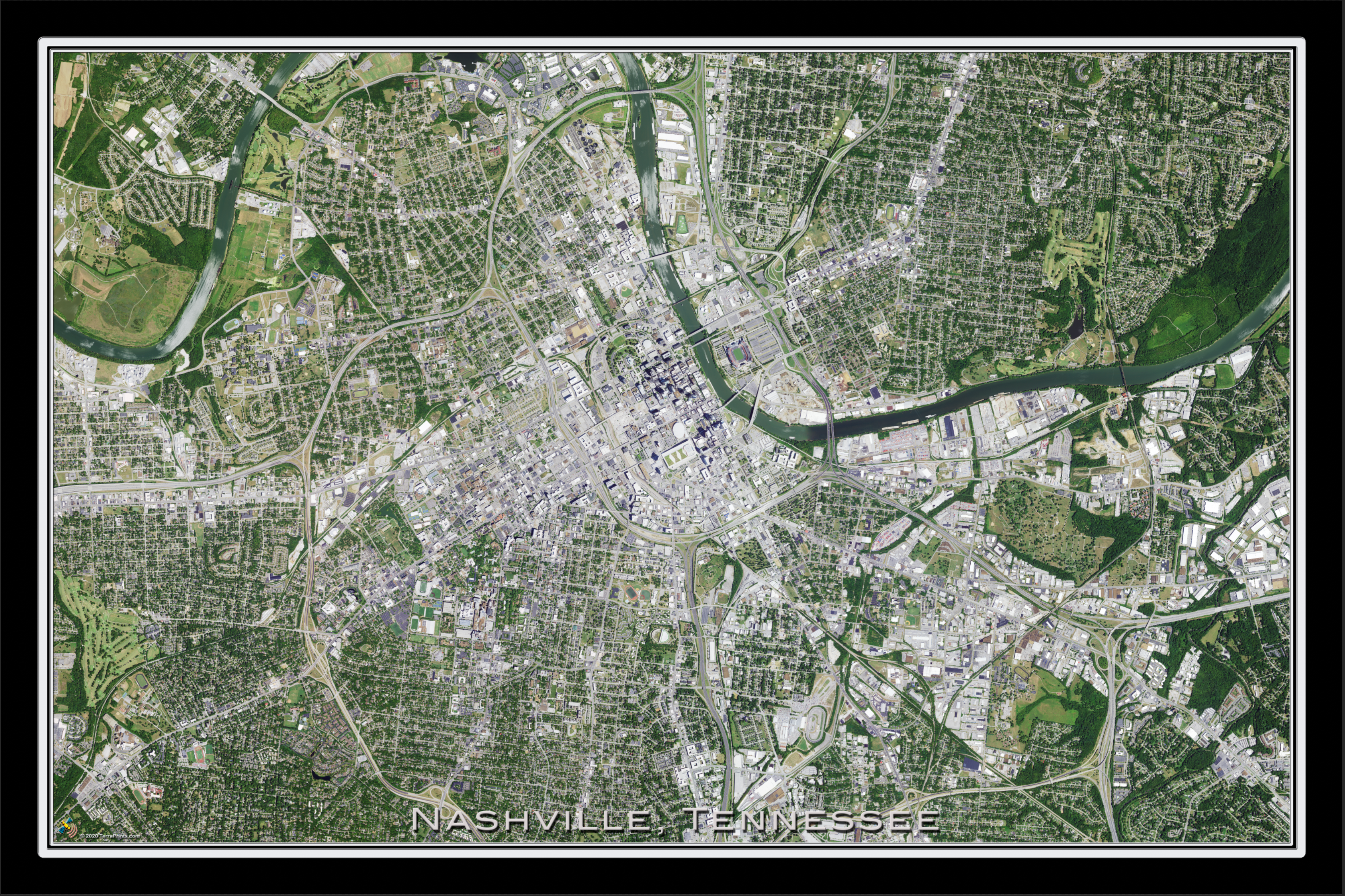 Satellite Map Of Tennessee The Nashville Tennessee Satellite Poster Map – Terraprints.com