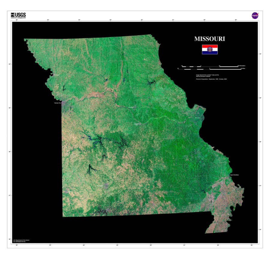 Satellite Map Of Missouri The Missouri Satellite Imagery State Map Poster – Terraprints.com