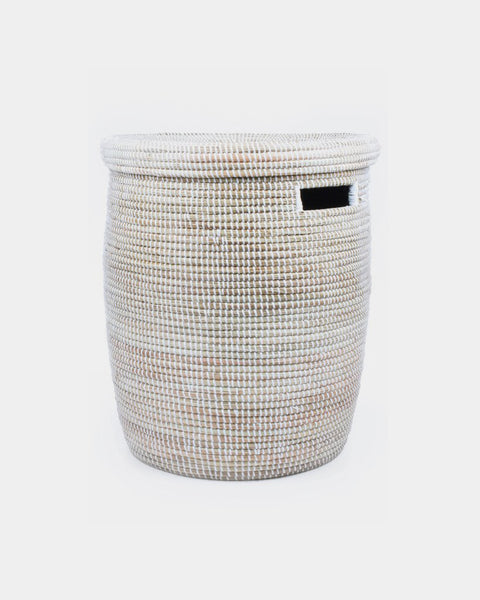 tall white laundry basket