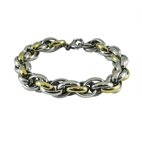 Titanium Wheat Link Yellow Gold Plated Bracelet white background