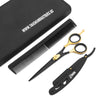 Best Hair Cutting Shears Professional with black straight razor and black regular comb