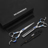 full set of hair thinner and hair scissor with black straight razor and comb