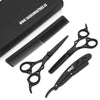 full set including hair shear hair thinner and comb, and razor with black leather pouch