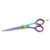 rainbow color hair cutting scissor with removable finger rest