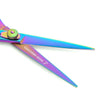 rainbow hair scissor blade with taichi industries logo on it