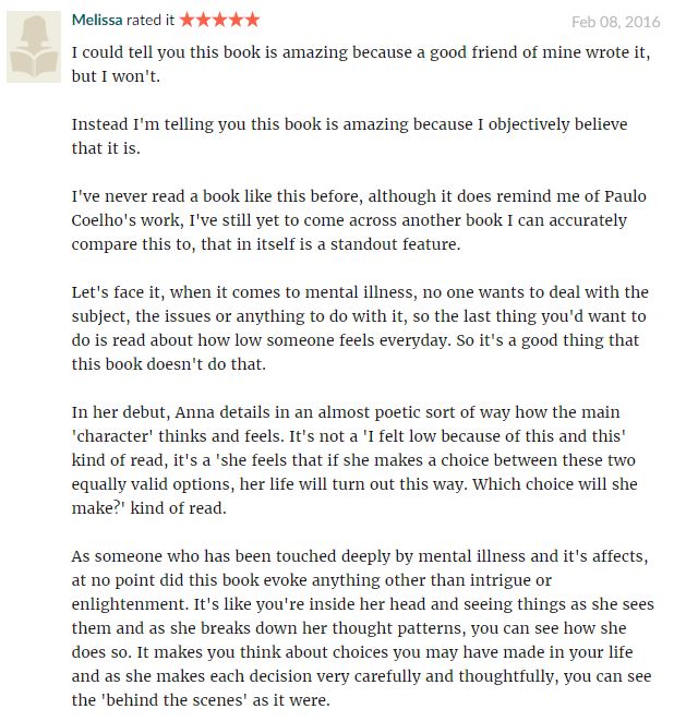 GoodReads reviews from readers of "Unmasking Depression" Part 2