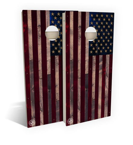 Picture of American Flag Cornhole Board Set Rustic Full Color