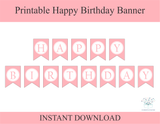 Pink printable happy birthday banner