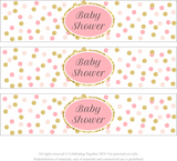 pink and gold glitter confetti baby shower water bottle labels