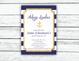 Ahoy ladies nautical bridal shower invitations, printable invitation