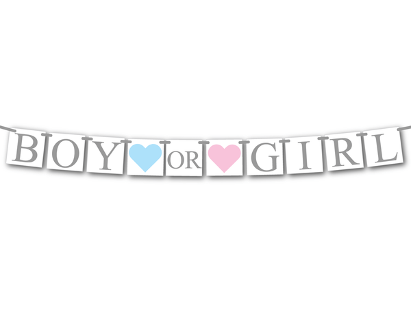 Printable Boy Or Girl Banner Diy Gender Reveal Decor Celebrating Together 5927