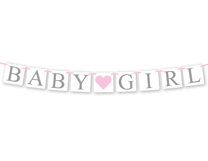 Baby Girl Banner - Gray Baby Shower Banner Template – Celebrating Together