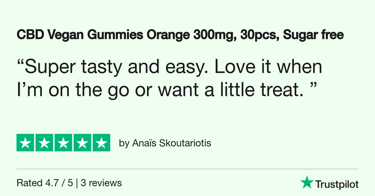 CBD Vegan Gummies 300mg 30pcs - Orange Flavour
Reviews