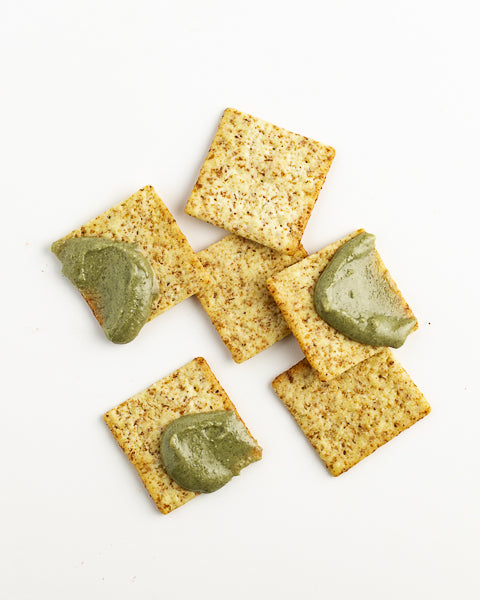 Crackers with Pumpkin Seed Butter. Perfect for entertaining, snacking, and picnics!