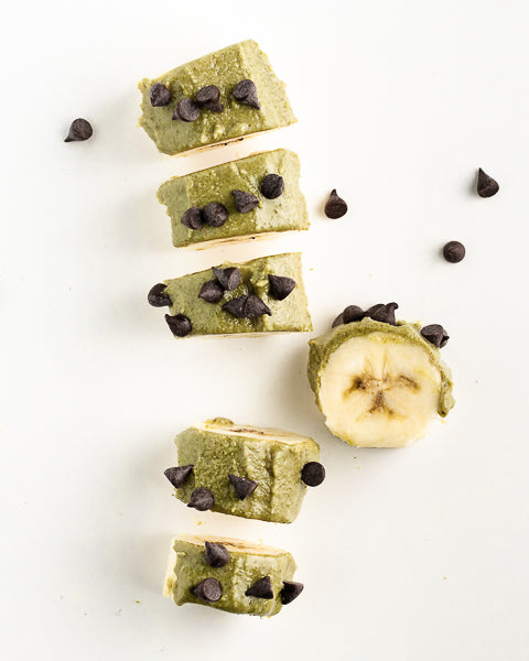 Pumpkin Seed Butter banana sushi with mini chocolate chips. Makes a great snack for kids!