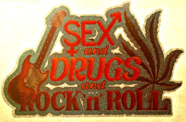 Vintage 70s Sex Drugs Rock N Roll Retro Tee Shirt Iron On