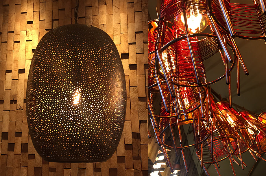 Nando's Hove has Bright Goods LED filament lamps in quirky metal cage light fittings and morrocan pendant