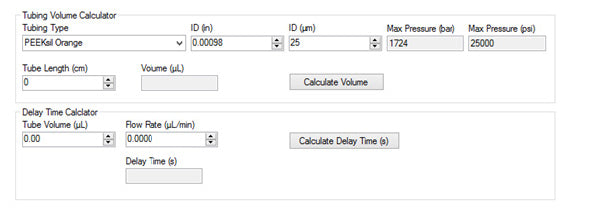 Built-in calculators for tubing volume and delay time help with data reporting and reducing user errors