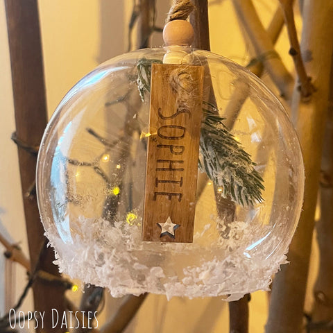 Personalised Glass Bauble with Tag & Branch 13580