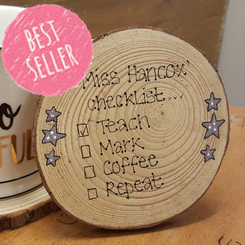 Personalised Wooden Coaster - Checklist 6292