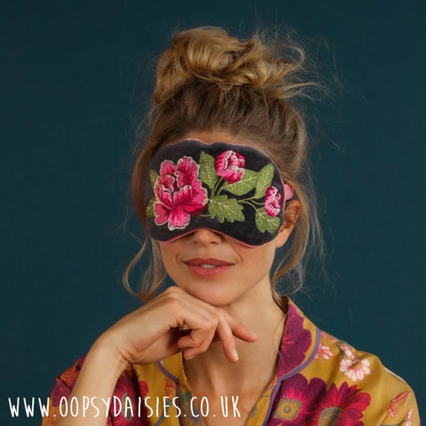 Powder Eye Mask Lavender Velvet - Painted Floral Design 13212