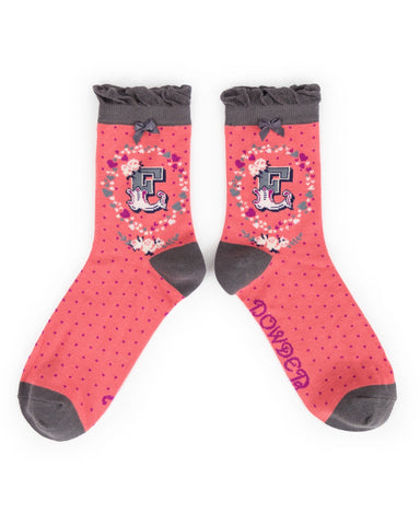 Powder Alphabet Ankle Sock - E 8006