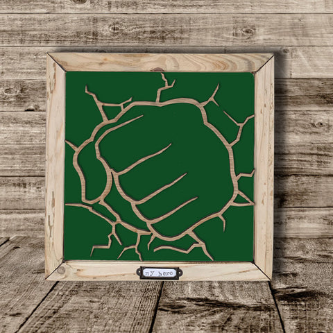 Handmade Lg Framed Superhero Sign - Hulk 9986