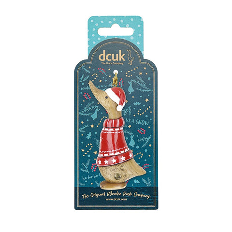 DCUK Duck Hanging Christmas  Decoration - Santa's Helper Red Jumper 13383