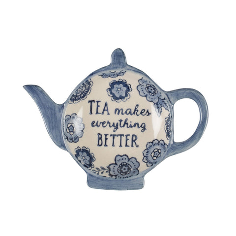 Blue Willow Floral Tea Bag Dish 11508