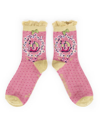 Powder Alphabet Ankle Sock - D 8005