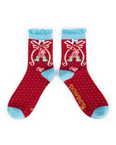 Powder Alphabet Ankle Sock - A 8002