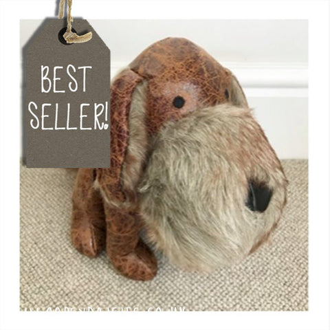 Sitting Dog Faux Leather Doorstop 10852