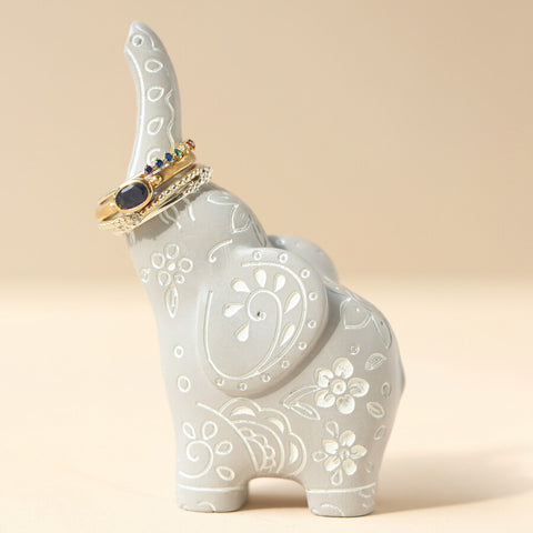 Grey Elephant Ring Holder 13756