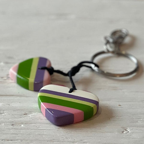 No Tail Sandy Beach Keyring - Heart Striped 13037