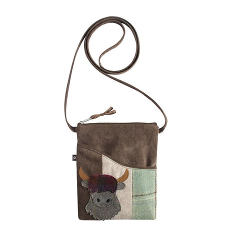 Earth Squared Tweed Applique Sling Bag in Fenton Cow 13571