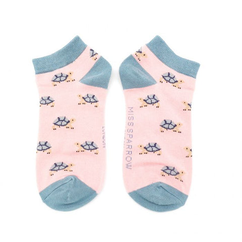 Miss Sparrow Trainer Socks - Turtles in Pink 12703