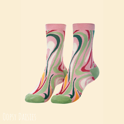 Powder Ankle Sock - Kaleidoscope Swirls in Bloom 13718