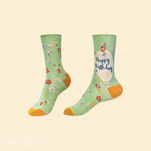 Powder Ankle Sock - Happy Birthday in Sage 13721