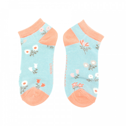 Trainer Socks - Dainty Floral in Duck Egg 12702