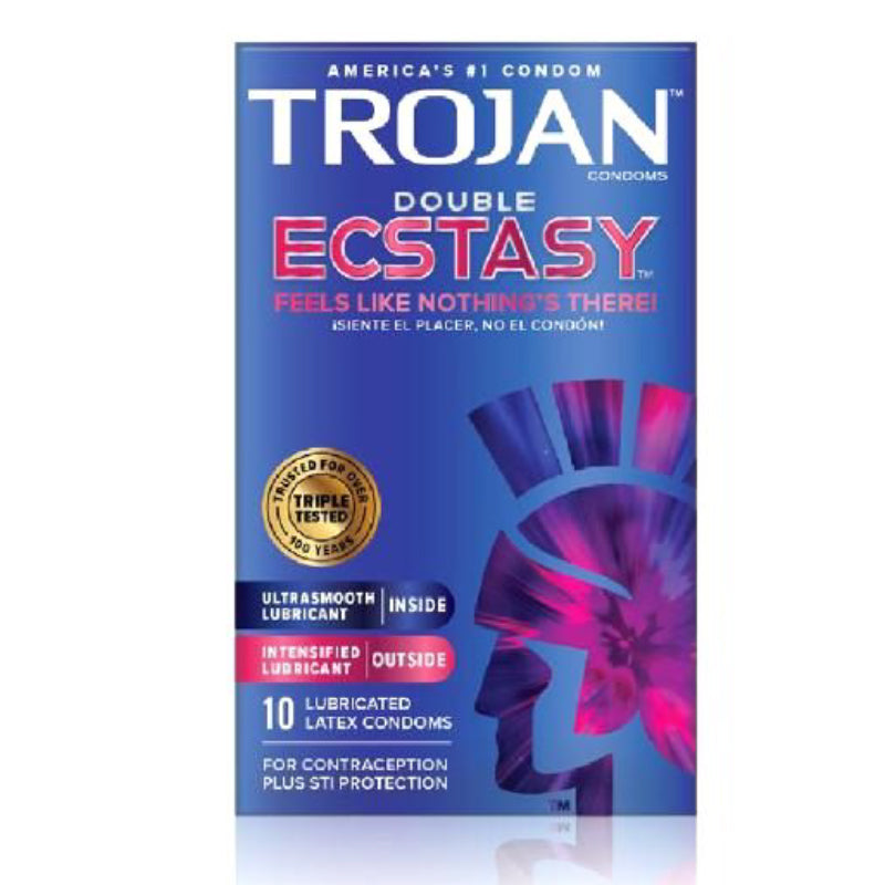 Trojan Double Ecstasy Latex Condoms 10 Pack 