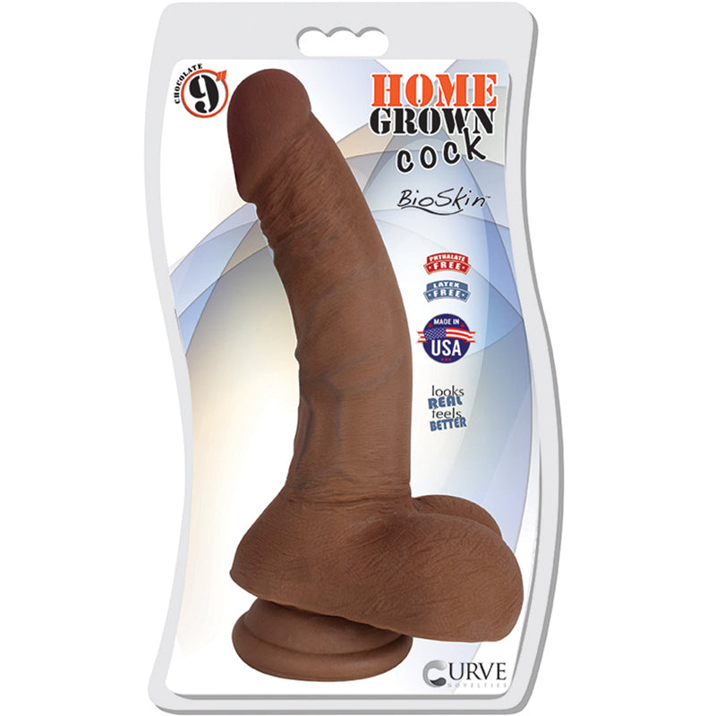 Home Grown Cock 9 Inches Chocolate Brown Dildo