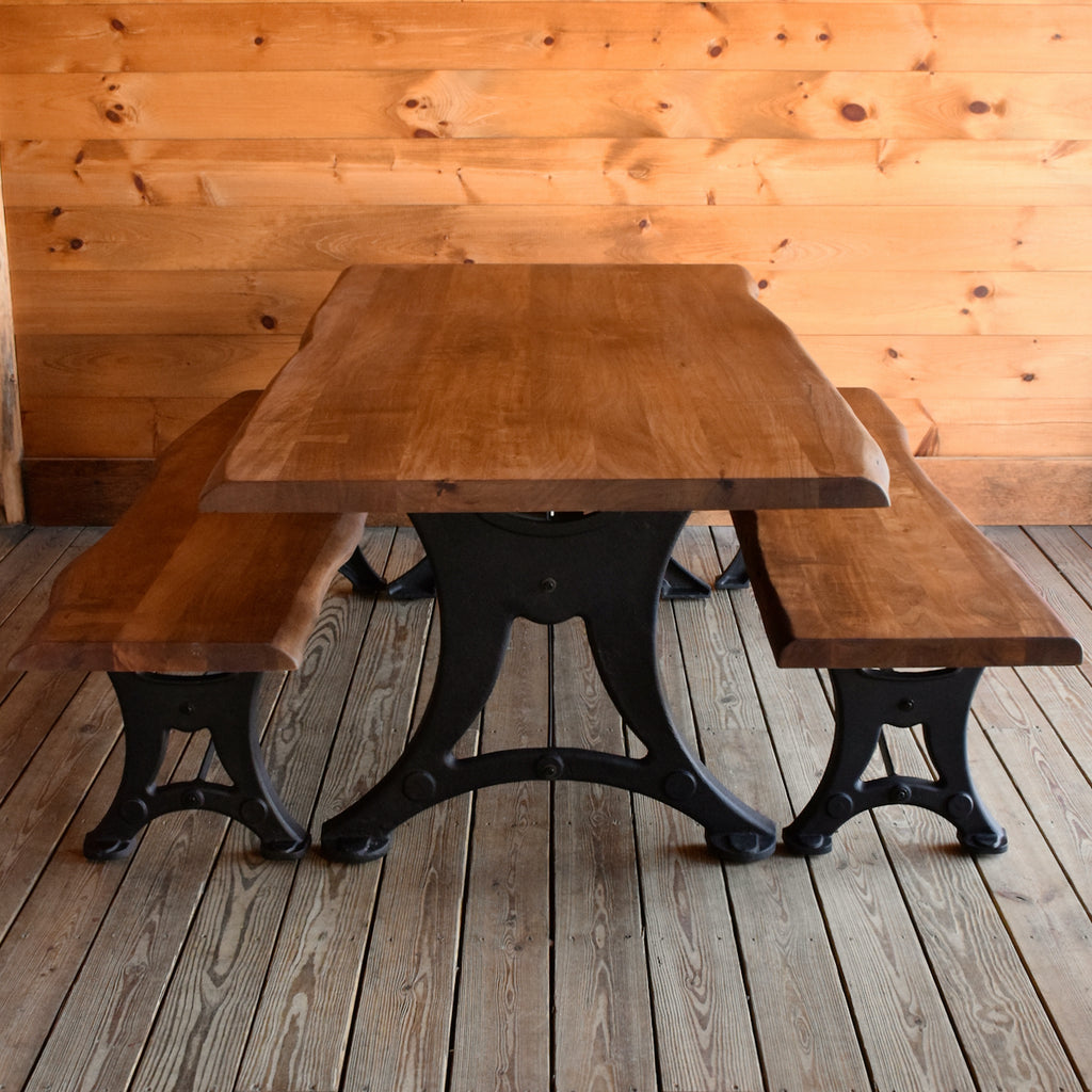 Walnut Industrial Dining Set | Rustic Acacia Wood Dining Table and