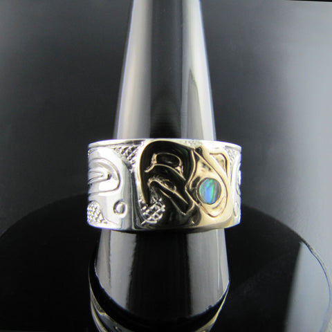 Haida Eagle Gold, Silver and Abalone Band