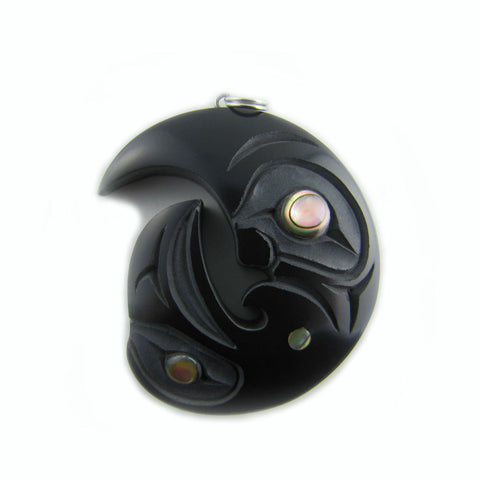 Haida Raven Moon Argillite Pendant