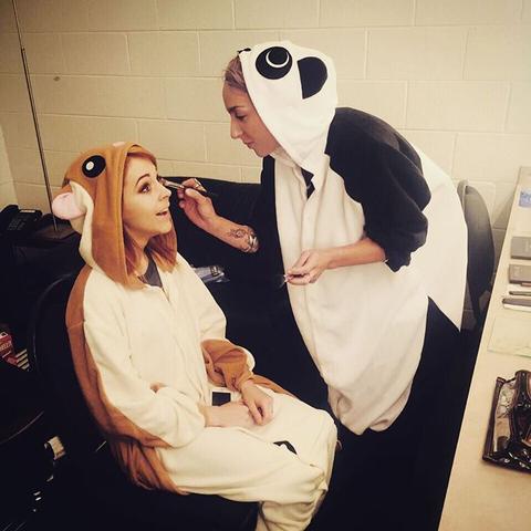 Lindsey Stirling in a flying squirrel onesie