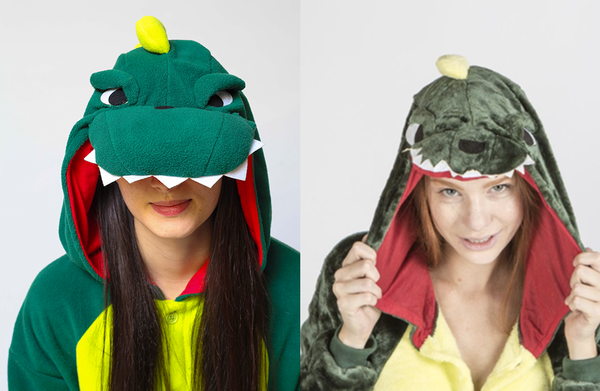 Dinosaur Kigurumi Onesie Costume Pajamas vs Fake